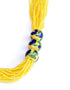 Blue Pottery Three Bead Side Necklace In Yellow